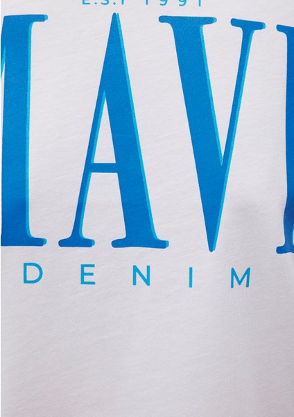 Mavi Logo Baskılı Beyaz Tişört 1611990-620