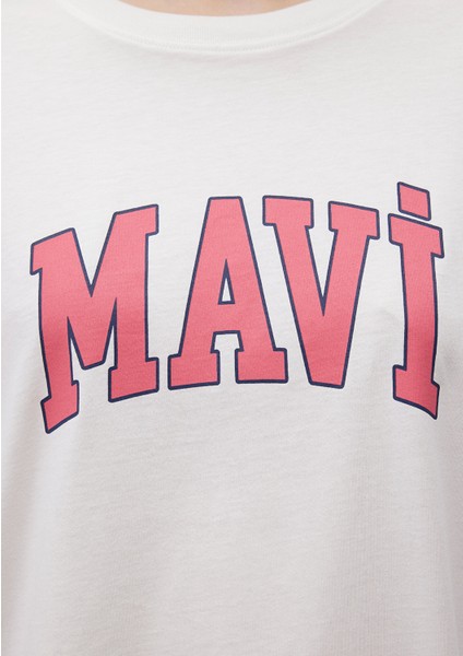 Mavi Logo Baskılı Beyaz Tişört 1600843-80194