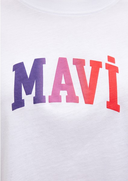 Mavi Logo Baskılı Beyaz Tişört 1612516-620