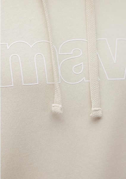 Mavi Logo Baskılı Kapüşonlu Bej Sweatshirt 065606-70134