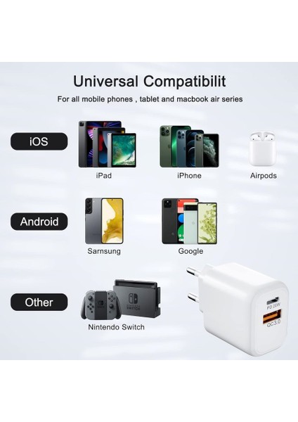 iPhone Hızlı Şarj Cihazı, ve Kablo Priz 1m Usb-C ile 20W Usb-C iPhone Şarj Cihazı fiyatları