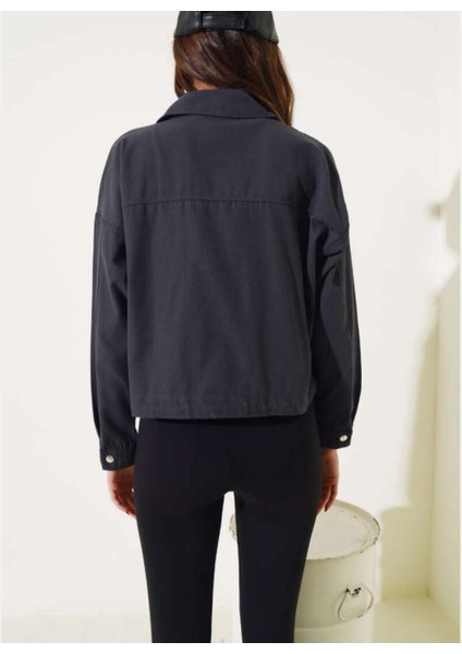 Infome Kadın Çıtçıt Kapamalı Beli Ayarlanabilir Çift Cep Gabardin Ceket modelleri