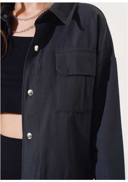 Infome Kadın Çıtçıt Kapamalı Beli Ayarlanabilir Çift Cep Gabardin Ceket fırsatları