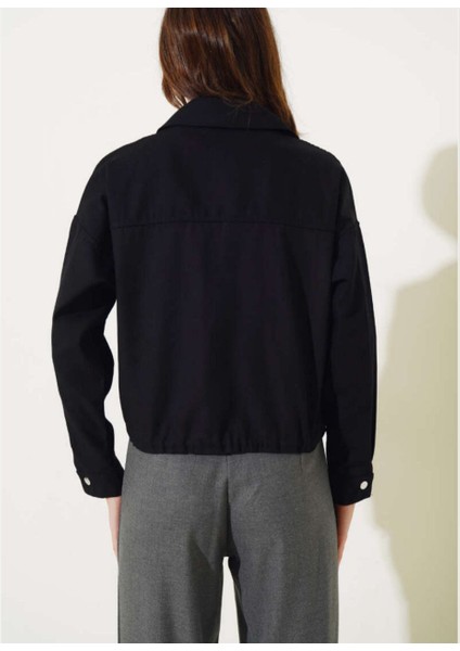 Infome Kadın Çıtçıt Kapamalı Beli Ayarlanabilir Çift Cep Gabardin Ceket modelleri