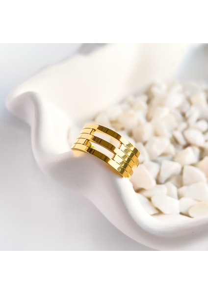 Kaburga Model Gold Yüzük