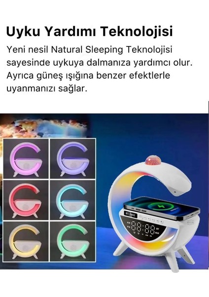 Masa Lambası Bluetooth Hoparlör LED G Gece Lambası Hızlı Şarj Aleti Telefon Kablosuz