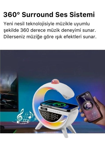 Masa Lambası Bluetooth Hoparlör LED G Gece Lambası Hızlı Şarj Aleti Telefon Kablosuz