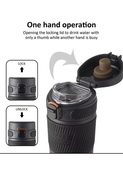 T2001 Tkk Çelik Termos Süzgeçli Mug 450 ml Siyah
