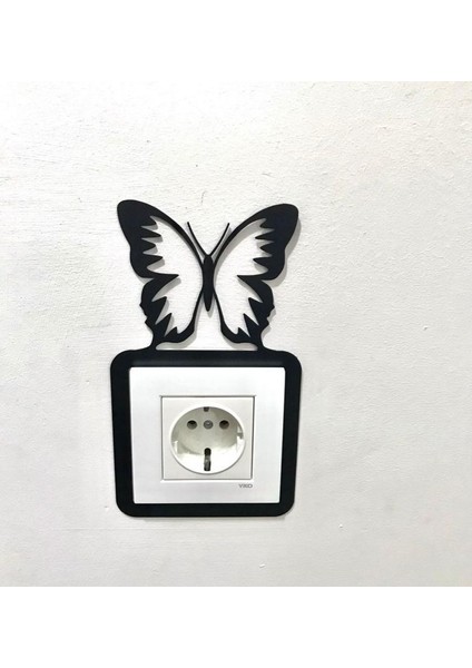 Metal Dekoratif Priz Tekli Priz Anahtar Çerçeve Süsü Kelebek Figürlü
