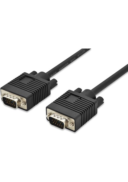 VGA Monitör Kablosu, DSUB 15 erkek DSUB 15 erkek, 3 metre, CU, 3Coax/7C, AWG 28, 2x ferrite filtreli, UL, siyah renk