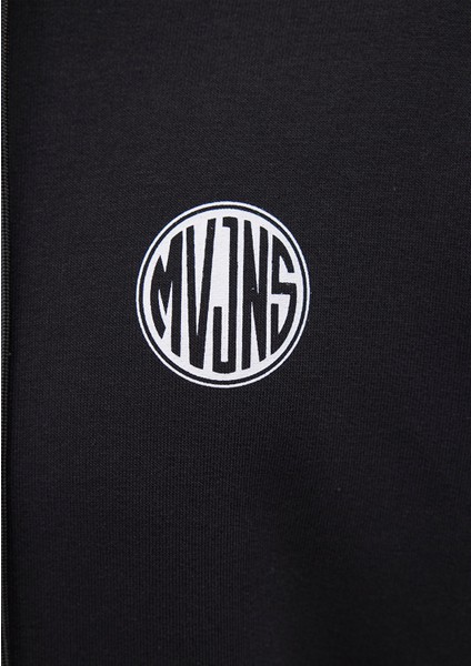 MVJNS Logo Baskılı Kapüşonlu Siyah Sweatshirt 0611786-900