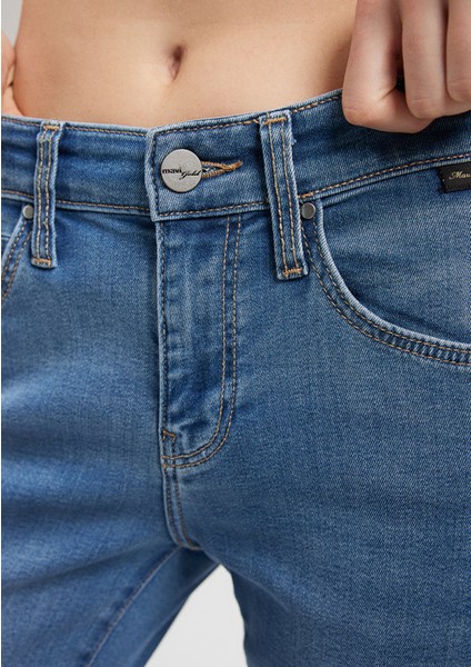 Mona Gold Klasik Gölgeli Indigo Mavisi Jean Pantolon 1049784195