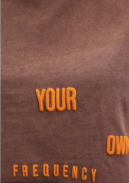 Baskılı Kahverengi Crop Tişört1612499-70244