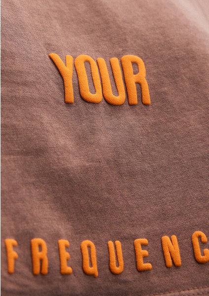 Baskılı Kahverengi Crop Tişört1612499-70244