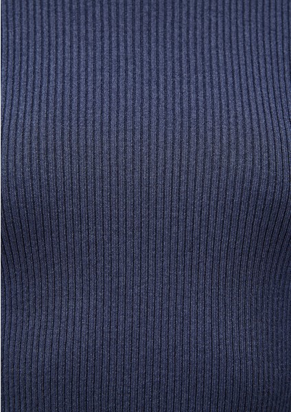 Bisiklet Yaka Lacivert Crop Kazak 1710518-70487