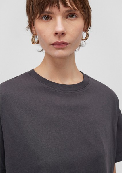 Bisiklet Yaka Antrasit Basic Tişört 1611651-70087