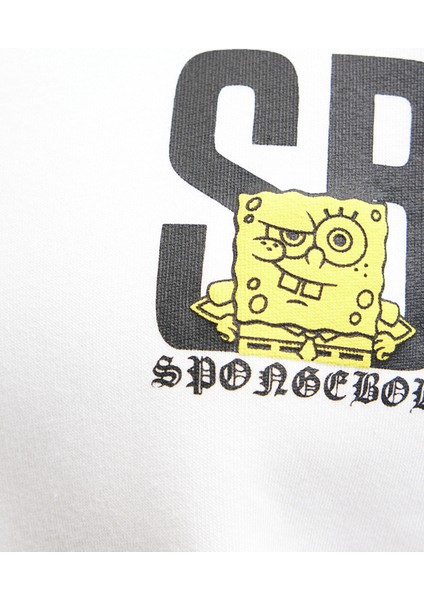 Spongebob Baskılı Beyaz Sweatshirt 1S10126-70057