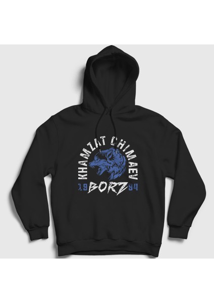 Unisex Siyah Borz Khamzat Chimaev Mma Ufc Kapüşonlu Sweatshirt