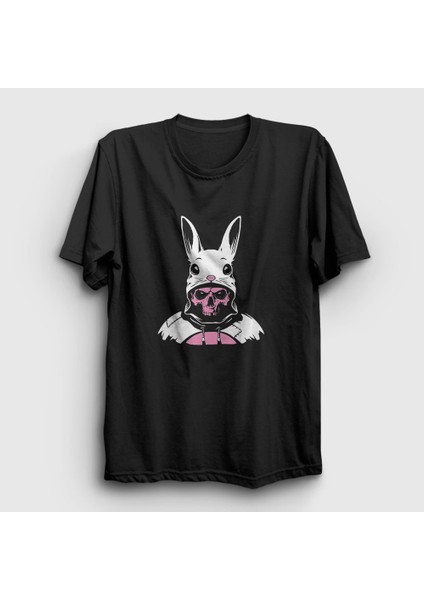 Unisex Siyah Pink Skeleton Rabbit İskelet Tavsan T-Shirt