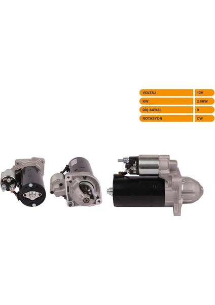 Mars Motoru 12V/2.5KW 9 Dıs Cw Fıat Ducato 2.0 Jtd 2006-2014 / Peugeot Boxer 2.3 Hdı 2006-2014 / Cıtroen Jumper 2.3 Hdı 2006-2014