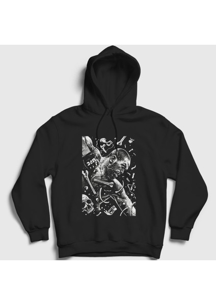 Unisex Siyah Punch Jon Jones Mma Ufc Kapüşonlu Sweatshirt