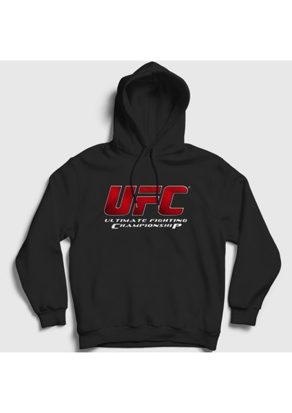 Unisex Siyah Logo Symbol Ufc Mma Kapüşonlu Sweatshirt