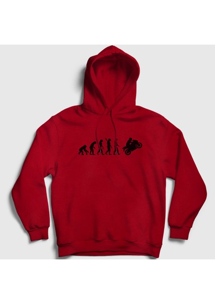 Unisex Kırmızı Evolution Evrim Motorsiklet Yarış Motoru Kapüşonlu Sweatshirt