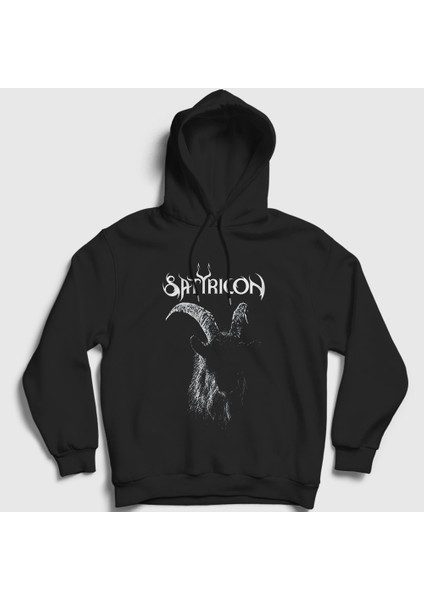 Unisex Siyah Goat Satyricon Kapüşonlu Sweatshirt