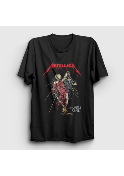 Unisex Siyah Lady Justice V2 Metallica T-Shirt