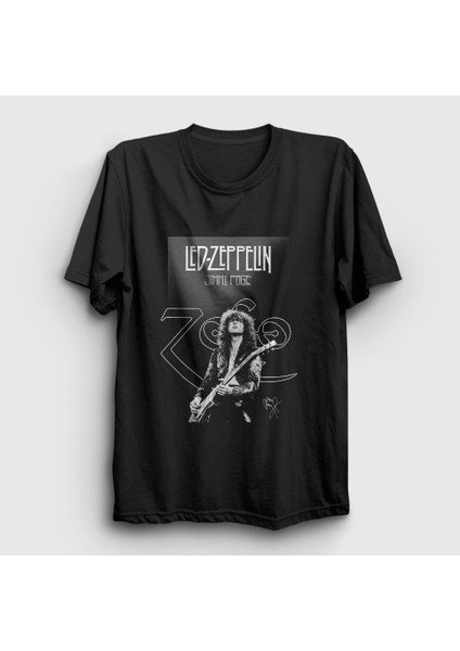 Unisex Siyah Jimmy Page Led Zeppelin T-Shirt