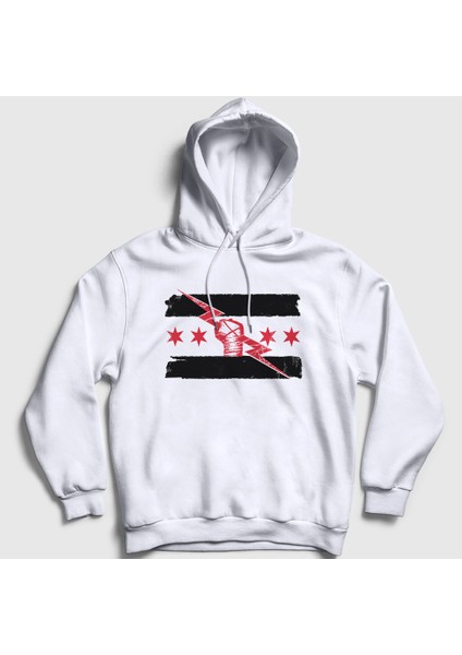 Unisex Beyaz cm Punk Logo Wwe Kapüşonlu Sweatshirt
