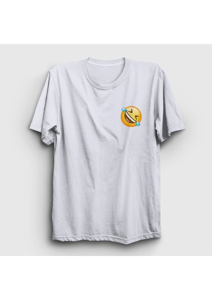 Beyaz Gülmekten Gözünden Yaş Gelen Emoji T-Shirt