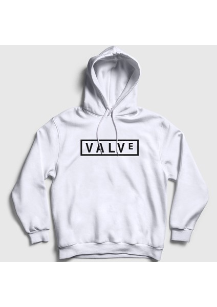 Unisex Beyaz Logo Valve Oyun Dota Half Life Kapüşonlu Sweatshirt