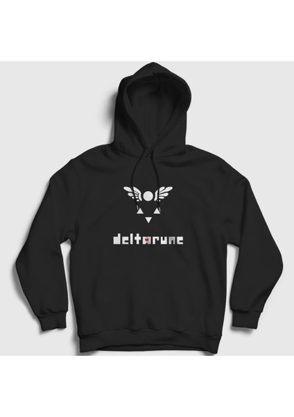 Unisex Siyah Logo Deltarune Oyun Undertale Kapüşonlu Sweatshirt