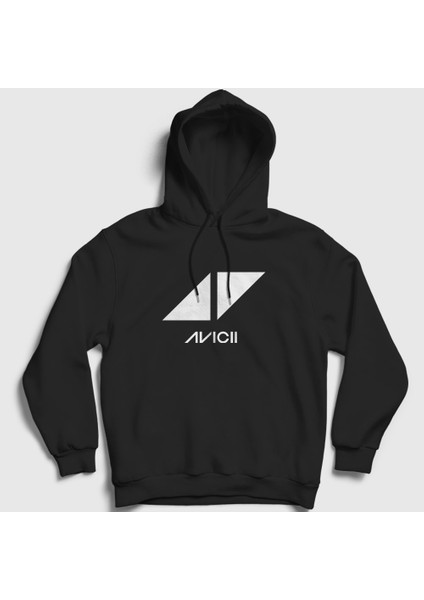 Unisex Siyah Logo Dj Avicii Kapüşonlu Sweatshirt