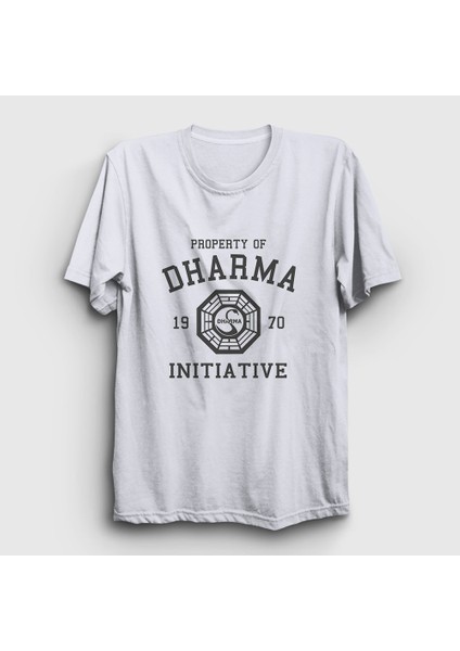 Unisex Beyaz Property Of Dharma Initiative Lost T-Shirt