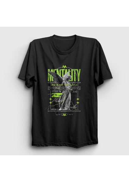Unisex Siyah Angel Melek Mentality Hustle Harder T-Shirt