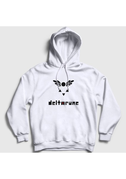 Unisex Beyaz Logo Deltarune Oyun Undertale Kapüşonlu Sweatshirt