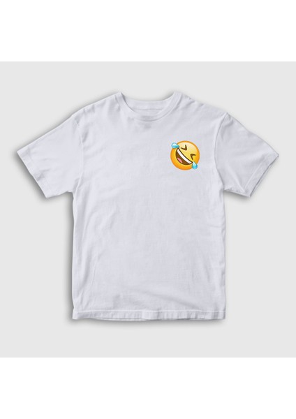 Çocuk Beyaz Gülmekten Gözünden Yaş Gelen Emoji T-Shirt