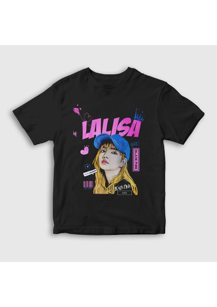 Unisex Çocuk Siyah Lalisa Lisa Blackpink K Pop T-Shirt