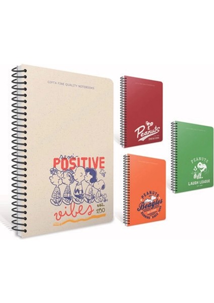 Snoopy 17X24 Spiralli Sert Kapak 80YP. Çizgili Defter