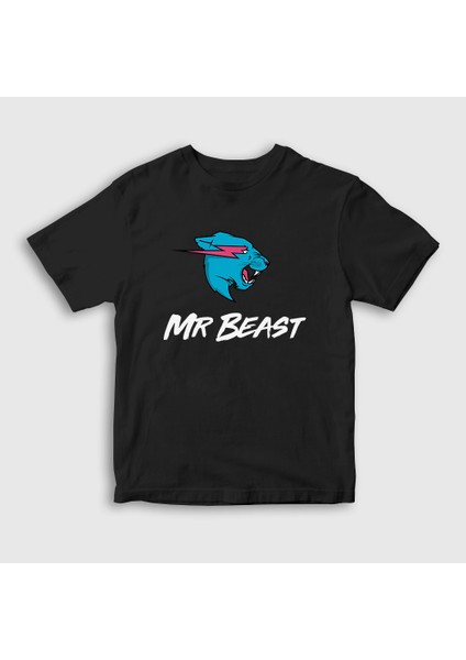 Unisex Çocuk Siyah Logo Mr Beast T-Shirt