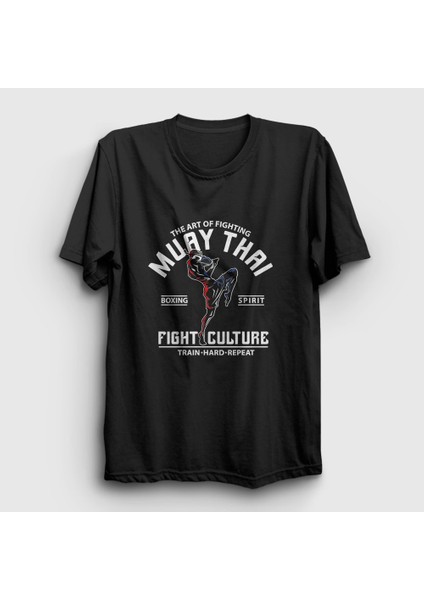 Unisex Siyah Fight Culture Mma Ufc Muay Thai T-Shirt