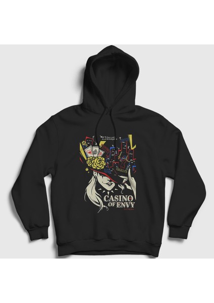 Unisex Siyah Niijima Casino Of Envy Persona 5 Kapüşonlu Sweatshirt
