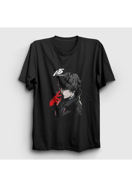 Unisex Siyah Ren Amamiya Joker Oyun Persona 5 T-Shirt