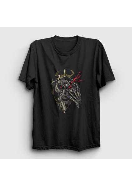 Unisex Siyah Momonga Anime Overlord T-Shirt
