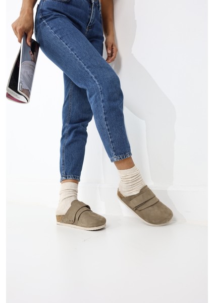 Messina Orijinal Mantar Taban Deri ve Koyun Yünlü Ortopedik terlik