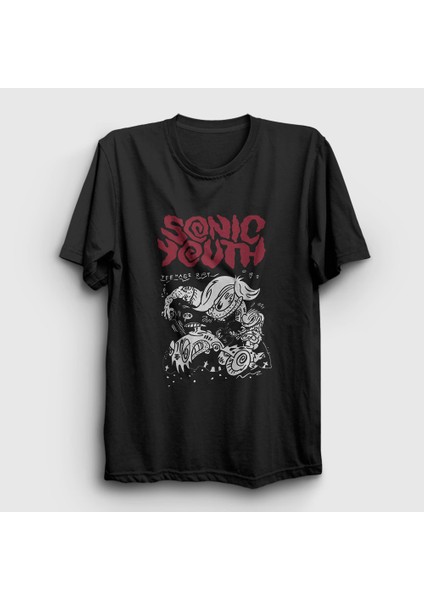 Unisex Siyah Teenage Riot Sonic Youth T-Shirt