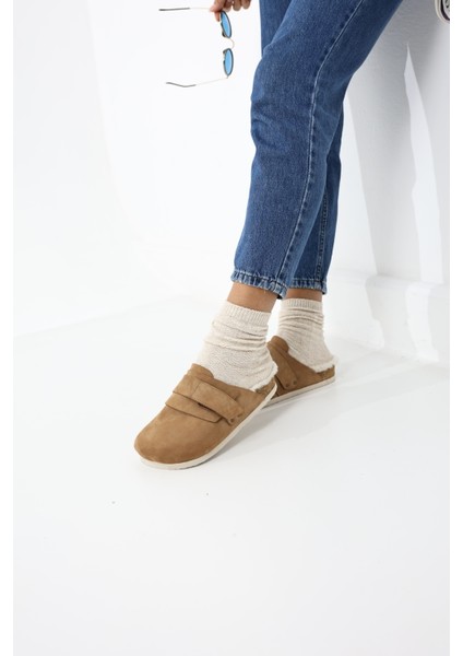 Messina Orijinal Mantar Taban Deri ve Koyun Yünlü Ortopedik terlik