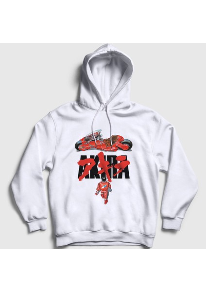 Unisex Beyaz Poster Anime Movie Film Akira Kapüşonlu Sweatshirt